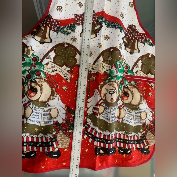 Christmas holiday kitchen apron singing bears Christmas bells Mandil de navidad - Picture 7 of 9